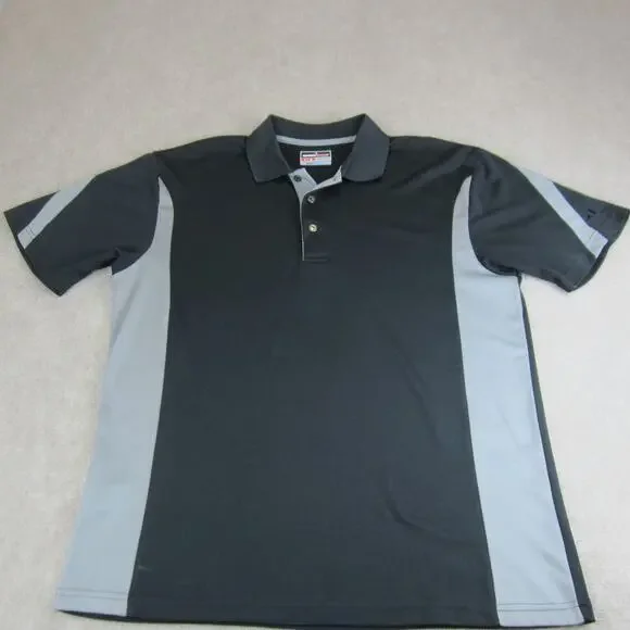 Grand Slam Polo Shirt Mens Large Short Sleeve Black Grey Golf - Picture 7 of 7